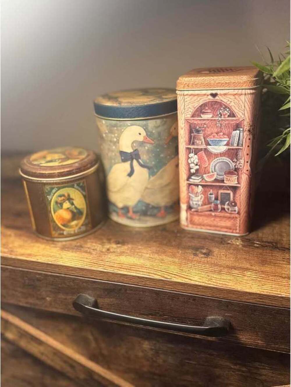 Set of 3 Vintage Decorative Metal Tins